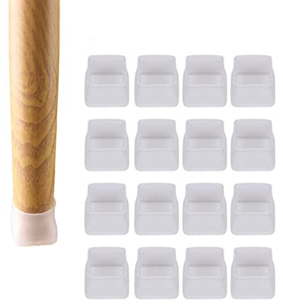 CWYP-038 16 Uds Silla Pierna Caps Cuadrada ?Tapas de Patas de Muebles Protectores Piso Silicona Protectores Almohadilla de Patas Sillas para Antideslizantes Insonorizada (30-45mm,Blanco)