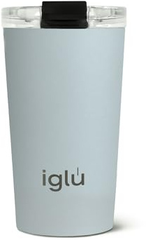 iglu Reusable Coffee Cup | Thermal Insulated Stainless Steel Travel Mug with Screw Lid | Leakproof & Double Walled - Great for Hot & Cold Drinks | Premium Eco-Friendly Gift (Arctic Blue, 12.5oz)