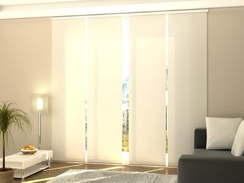 Wellmira Tende a Pannello Scorrevoli Bianca, Set di 4