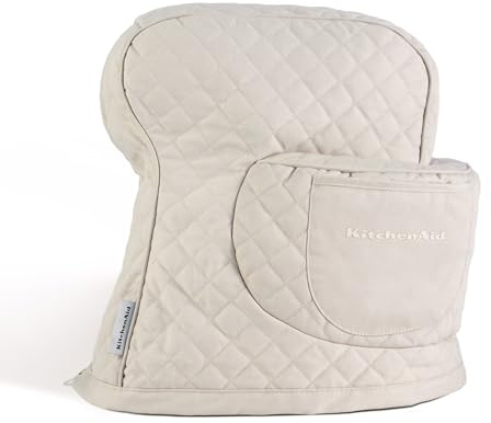KITCHENAID Fitted Tilt-Head Stand Mixer Cover with Storage Pocket, Quilted 100% Cotton,14.4x18x10, Milkshake