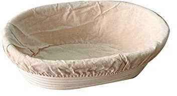 Starnearby Cestino da Lievitazione per Pane, Banneton Ovale, Cestino Lievitazione Pane in Rattan Naturale con Tessuto di Lino