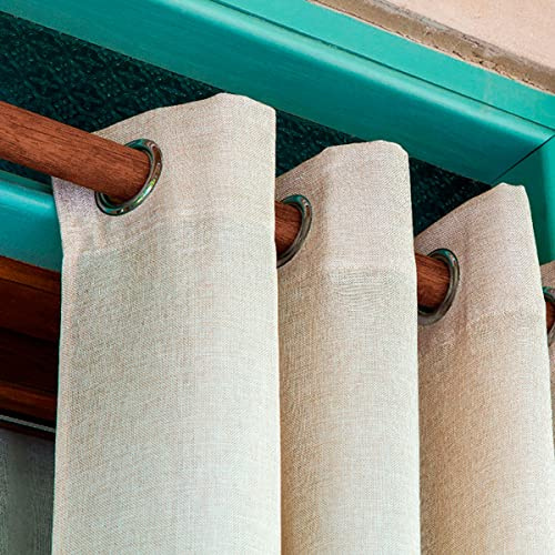 Lanovenanube Cortina confeccionada con ollaos Lino - 140x270 cm - Color Beig