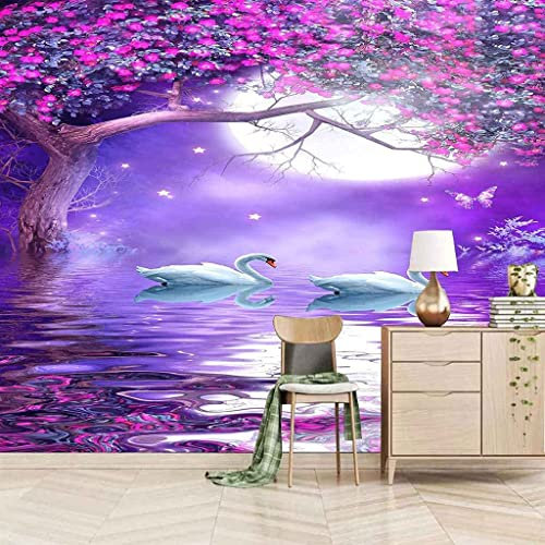 Selbstklebende Tapete Lila Himmel Seeblick 3D Fototapete Wandbild Motiv Abziehen Und Aufkleben Wandfoto 3D Tapetenkleister Wohnzimmer Die Wand Für Schlafzimmer Wandbild Bordüre - 200x150 cm