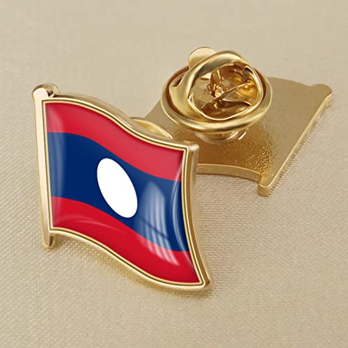 Personalisierte Anstecknadel Mit Laos-Flagge, Weiß, Rund, Gestreift, Anstecknadel Mit Emaille, Anstecknadel Mit Wehender Nationalflagge, Anstecknadel Mit Nationalflagge, Brosche, Souvenir, Geschenk