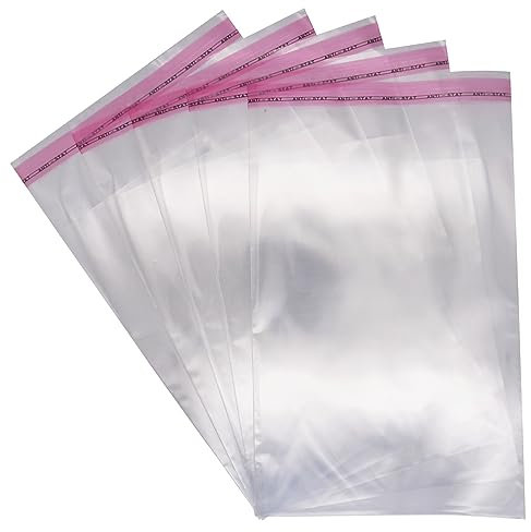 SKIR'CO Lot de 100 sacs en cellophane transparents de 25 x 35 cm, sacs en plastique autocollants, sacs OPP, sacs alimentaires en plastique auto-scellants