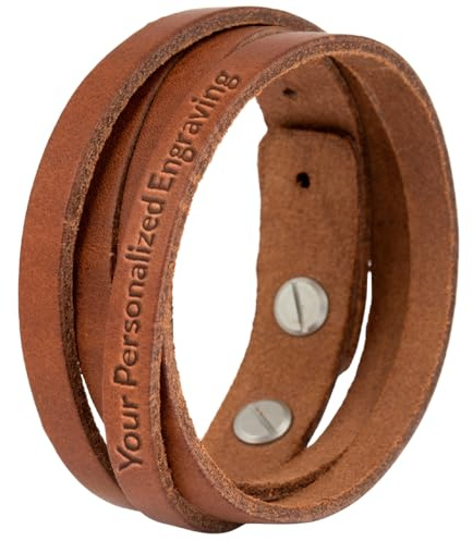 Simaru Hochwertiges Lederarmband aus Premium Leder Made in Germany mit Gravur, personalisiertes Geschenk für Männer und Frauen