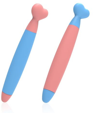 Juego de 2 lápices táctiles para niños, lápices táctiles para tableta, lápiz táctil universal, adecuado para tabletas, máquinas de aprendizaje, etc. (rosa, azul)