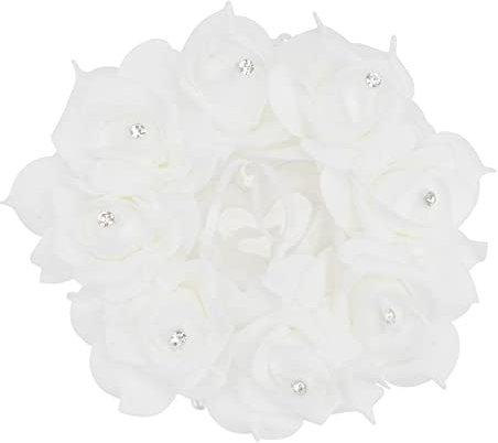 ABOOFAN Eheringkissen Herzform Transparent mit Blumen Eheringhalter für Hochzeit Ringkissenbezug mit Perlenumrandung und Strasssteine