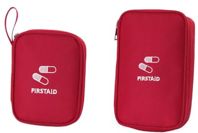Mini kit di primo soccorso, 2 piccoli kit medico di primo soccorso per auto, casa, ufficio, viaggi, campeggio, sport, kit di sopravvivenza essenziale per attività all'aperto (rosso)