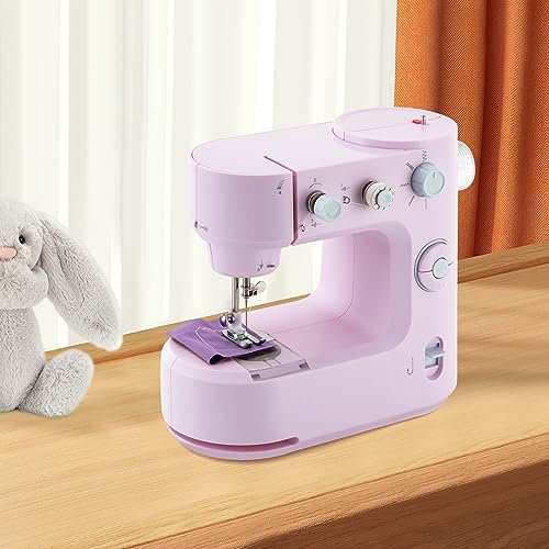 Nähmaschine, Freiarm, Supernutzen Stich Nähmaschine, Elektronik Nähmaschine mit 5 Nähprogrammen Automatisches Nähen Freiarm LED,Rosa