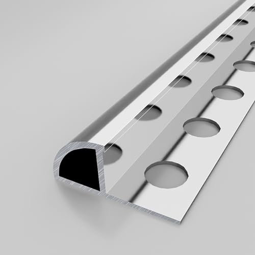 Fliesenschiene Viertelkreisprofil Fliesen-Abschlussleiste Lang 125cm*2 Eloxiert Profil Schiene - Winkelprofil Zum Kantenschutz(Silber,Dicke: 8mm)