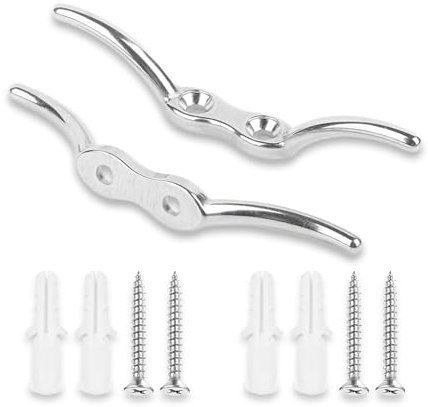 UBRAVE 4.3 Inch 2 Pcs Flag Pole Cleat,Marine Stainless Steel Flagpole Rope Cleat Hook,Silver Flagpole Halyard Rope Cleat Hook,With Mounting Screws,Boat Mooring Accessories For Boats Yachts, Flagpole