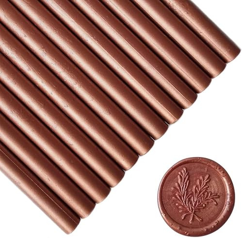 Siegellack Sticks 11mm, FaJoek 10 Stück Siegelwachs Stangen 13.5 cm, Siegelwachs Stäbe, Wachssiegelstäbe, Klebepistole Siegelwachsstäbe für Wachssiegelstempel, Umschlag, Einladungen (Red Gold)
