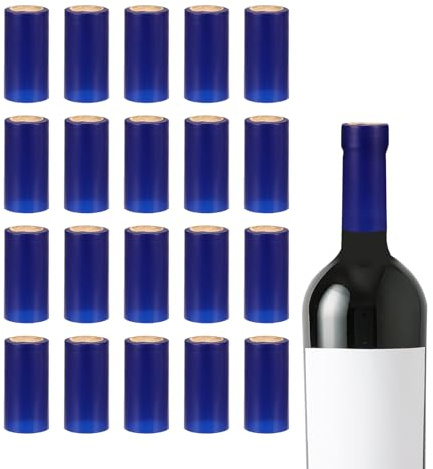 QUARKZMAN 150pcs PVC Thermorétractable Capsules Alcool Bouteille Scellant Alcool Rétractable Emballage Bouchons pour Alcool Bouteilles Verre, Alcool Caves, Maison, 30x60mm, Bleu