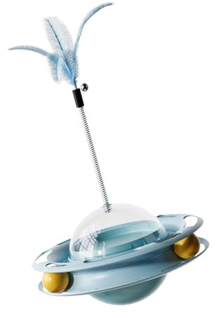 Tuxxjzm Jouets interactifs pour Chat Moulin à Vent, Jouets en Plumes de Chat | Jouet Distributeur de friandises interactif pour Chaton 4 en 1,Jouets de Chaton de Distributeur de Nourriture Lente avec