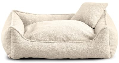 Gutekissen® Bear Hundebett Grosse Hunde - Hundekissen Waschbar - Inklusive kleines Kissen - Farb- und Größenwahl (XS - 55x45, Creme)