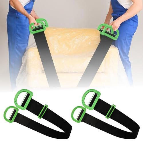 Mineup Verstellbare Hebegurte für Einzel- oder Mehrpersonen, einziehbarer Tragegurt, schwere Hebegurte, max. 272 kg, Tragegurte für Umzüge, Möbel, Boxen, Matratzen, 2 Stück