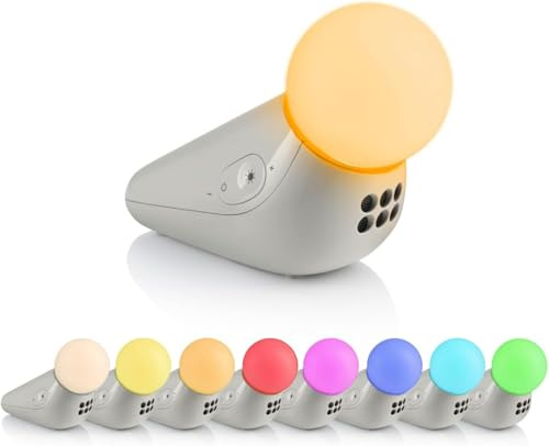 Motorola Nursery - S1 Luz Nocturna y Relajante Sonora para Bebés, Sonidos Relajantes y Canciones de Cuna para Niños, Iluminación Suave Multicolor, Volumen Ajustable, Recargable, USB-C
