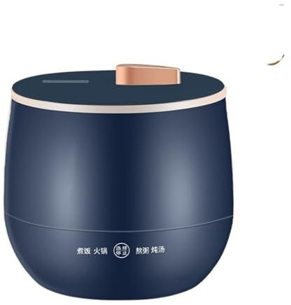 Cuociriso Elettrico 1,6 l, Mini cuociriso per 1-2 Persone, con Rivestimento in Ceramica Antiaderente e Coperchio in Acciaio Inox, pentola Calda per Appartamento/Piccola Cucina, Blu