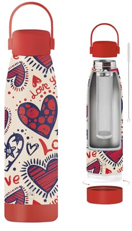 THE STEEL BOTTLE - Bouteille thermique pour tisanes et infusions en acier inoxydable, isolation double paroi, 500 ml, hermétique, bouteille portable (SWEET LOVE)