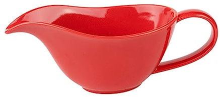 Veemoon Bol en Porcelaine à Bec Verseur pour Sauce Steak, 200 ML, Couleur Rouge Brillant, Résistant à La Chaleur, Cuisine Ménagère Et Professionnelle