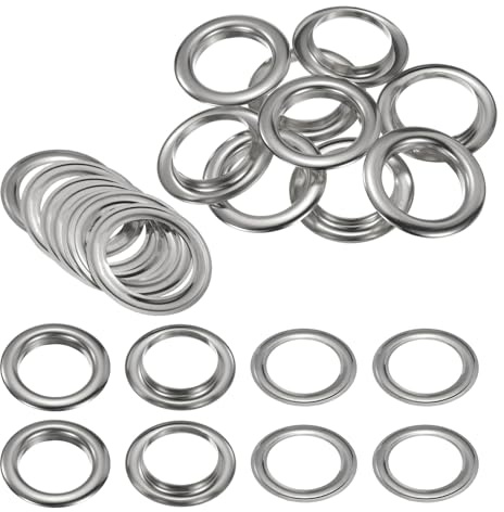 QUARKZMAN 10 Jeux De Øillets 40mm 1-4/7 Pouce Kit Øillets Laiton Avec Rondelles Pour Tissu Rideau Bâche Ceinture Cuir Chaussures Sac DIY, Argenté