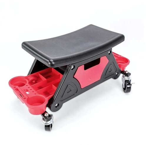 Générique Tabouret d'atelier Mobile avec roulettes et Rangement – Assise Confortable pour mécanique Moto, Garage et Bricolage