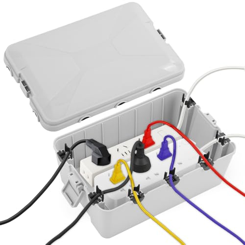 Trintion Außenbereich Elektrobox IP54 Wasserdichte Kabelbox für den Außenbereich IP54 Wasserdicht Wetterfester Elektrokasten zum Verlängerungskabel Steckdosenleisten Außensteckern (32x22x13cm Grau)