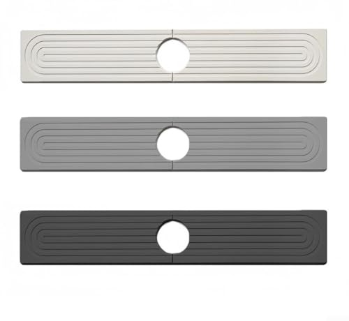 Jonikuper Tapis d'évier absorbant la boue de diatomée 45 x 9,9 cm pour robinet d'évier de cuisine, comptoir et salle de bain en pierre (noir)