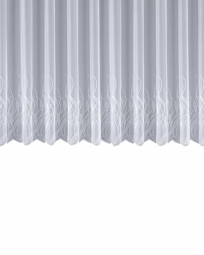 Sehlbach Tenda pronta per l'uso con fettuccia, Ornamenti in jacquard, Bianco, 300 x 145 cm, Aspetto elegante, Facile da fissare, Design senza tempo, Abbondante luce diurna