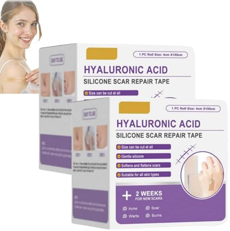 Hyaluronic Acid Nano Microneedle Repair Tape for Scars, 2025 New Silicone Scar Tape, Nano Microneedle Patch, Professional Silicone Scar Sheets for C-Sections, Soft for All Skin Types (2)