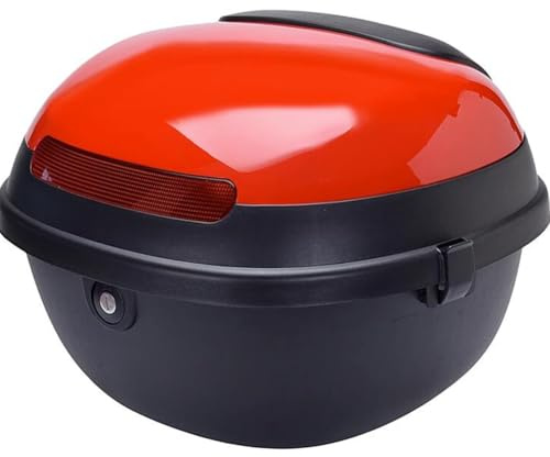 HEFJIAYCIQ Baúl Trasero Moto, Moto Scooter Top Box Cola Maletero Caja De Equipaje, con Respaldo Casco Cerradura Almacenaje Maleta Portaequipajes,Rojo,35x40x27cm