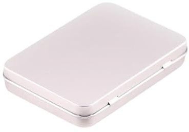 Globellapro 10.8 * 7.6 * 1.77cm Rectangular Tin Boxes Sliver Hinged Storage Tins Metal Empty Tins Containers Tweezers,Tools Small Items Storage Organizer