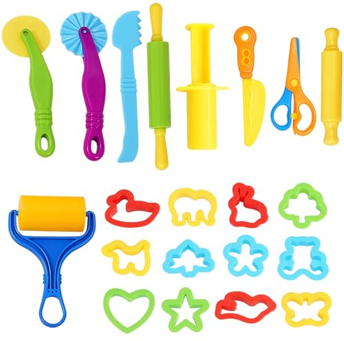 ZaoGoin 21-teiliges Knetwerkzeug Set, Knete Zubehör für Kinder ab 2 Jahre, Knete Zubehör, Knetzubehör für kreatives Spielen, Förderung der Feinmotorik und Fantasie