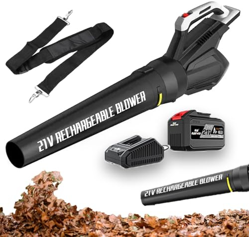 Leaf Blower, 21v Cordless Garden Vacuum and Blowers, Lightweight Portable Garden Leaf Vacuum with Battery and Charger, Adjustable Speed, Turbocharging for Leaf, Snow, Dust (7.5AH)