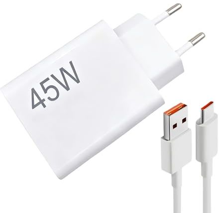 Chargeur Rapide 45W USB-C, 45W Chargeur Rapide avec Câble USB C 2M | pour 14 13 12 11 10 Note 14 14 5G 14 Pro 13 12S 12 POCO Pad M6 10T Pro Lite
