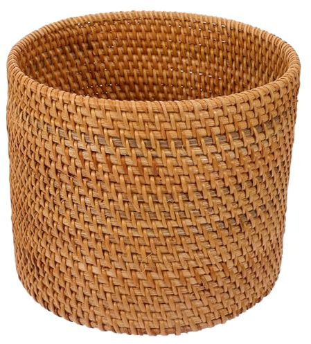 Corbeille à Papier en rotin tressé, Panier de Rangement tissé Osier et, Organiseur for Articles Divers, Poubelle for la Maison, Le Bureau Cuisine(20.00X20.00X16.50CM)