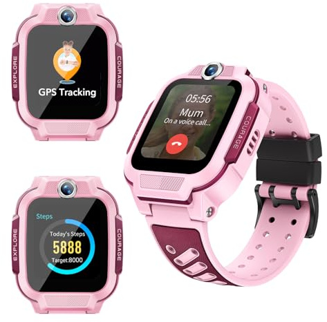 imoo Z3 Montre Connectée pour Enfants 4G, 1,5 écran Smartwatch Niños, GPS, Aappel Vidéo, Chat Vocal et Familial, 8 Go de ROM, Mode Ecole, Etanche IP68, Reloj Inteligente Niños Cadeau de Noël (Rose)