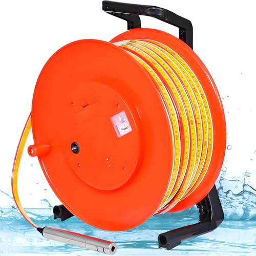 Drmoxin Jauge De Profondeur d'eau De Puits, Indicateur De Niveau d'eau, Mesure du Niveau d'eau avec Sonde Fixe Et Ruban en Acier pour Puits, Forages, Réservoirs Et Canalisations 30m