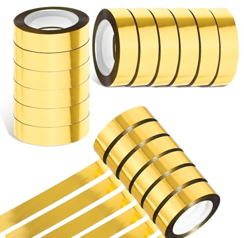 6 rullar guldtejp, 12 mm x 25 m tejp guld washitejp, metallband självhäftande remsor, metalliska dekorativa tejp för väggdekoration, grafik, presentförpackning, scrapbooking