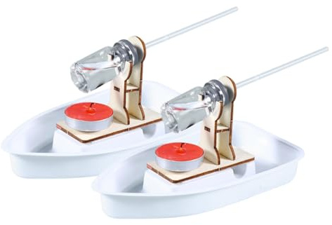 Orfofe 2 Set Barca a Vapore Fai da Te per Bambini, Kit Scientifico DIY Nave in Legno e Plastica, Modelli Educativo per Esperimenti Steam Engine, Regalo Creativo per Casa, Scuola e Aula, 8-14 Anni