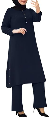 Vêtements de prière pour femme - Hijab Islam - Ensemble de vêtements musulmans - Décontracté - Manches longues - Haut corban Ramadan - Deux pièces - Robe à manches longues avec pantalon - Costume