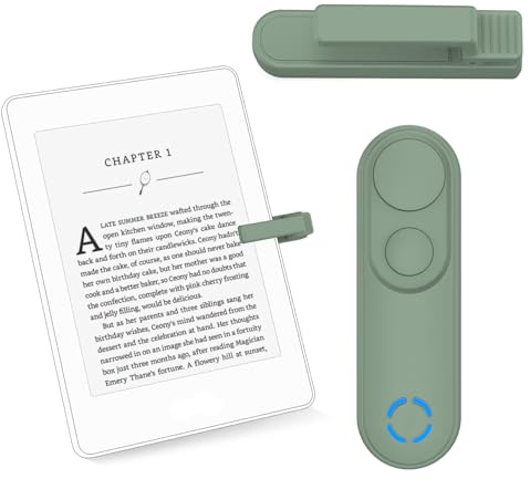 RF Remote Control Page Turner for Kindle Paperwhite Scribe Accessories, Page Turner Clicker for iPad Tablets Reading Novels Taking, Phone Camera Video Record Triggers Remote, Green
