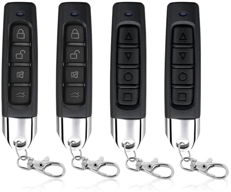 GSGFUIS 4 piezas 433 MHz Mando a distancia universal para puerta de garaje, interruptor remoto para puerta de garaje para clonar con 4 canales, emisor manual para puerta de garaje duplicador