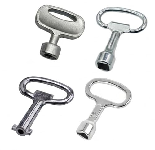 Visxcnu 4 Piezas Kit Llave Universal, Cuadrada/Triangular/Pequeña/Plegable, Aleación de Zinc para Contadores Agua Ascensor Extintor Armario Eléctrico, Resistente y Duradera