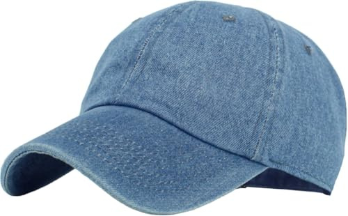 KBETHOS KB-Low MDM klassisk bomull pappahatt justerbar vanlig keps. Polostil låg profil (ostrukturerad) (klassisk) medium denim justerbar, Medium denim, one size