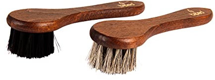 2 Stück Set Tiegelbürste - Rosshaar - Schuhbürste z2467(1x hell / 1x dunkel)