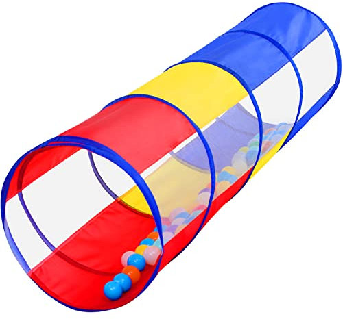 Kids Play Tunnel for Toddlers, Pop Up Crawl Through Tunnel Play Tent for Baby Infant Children or Dog with 2 Mesh Sides, Kids Tunnel Toys or Gift Indoor & Outdoor (Colorful Mesh Crawling Tunnel)