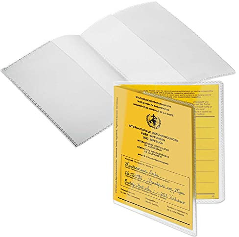 mtb more energy® 2x Hülle für Impfausweis Impfpass (Größe 13x9.3 cm, Ausstelldatum ab ca 2005) - aufklappbar - transparent, leicht mattiert - Impfpass Hülle Klarsichthülle Schutzhülle