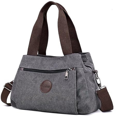 DIRRONA Canvas Tasche Damen – Vintage Handtasche Damen, Große Umhängetasche mit Mehreren Fächern, Verstellbare Schultergurte, Casual Schultertasche für Reise, Arbeit, Alltag & Diebstahlschutz